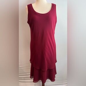 Vintage Jeffrey & Dara by Tom Barra Sleeveless Layered Midi Dress in Berry